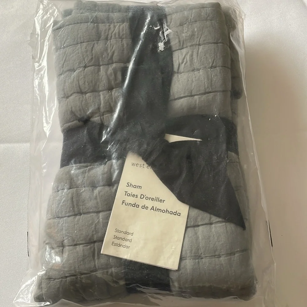 West Elm Airy Cotton Voile Solid Standard Sham in Graystone